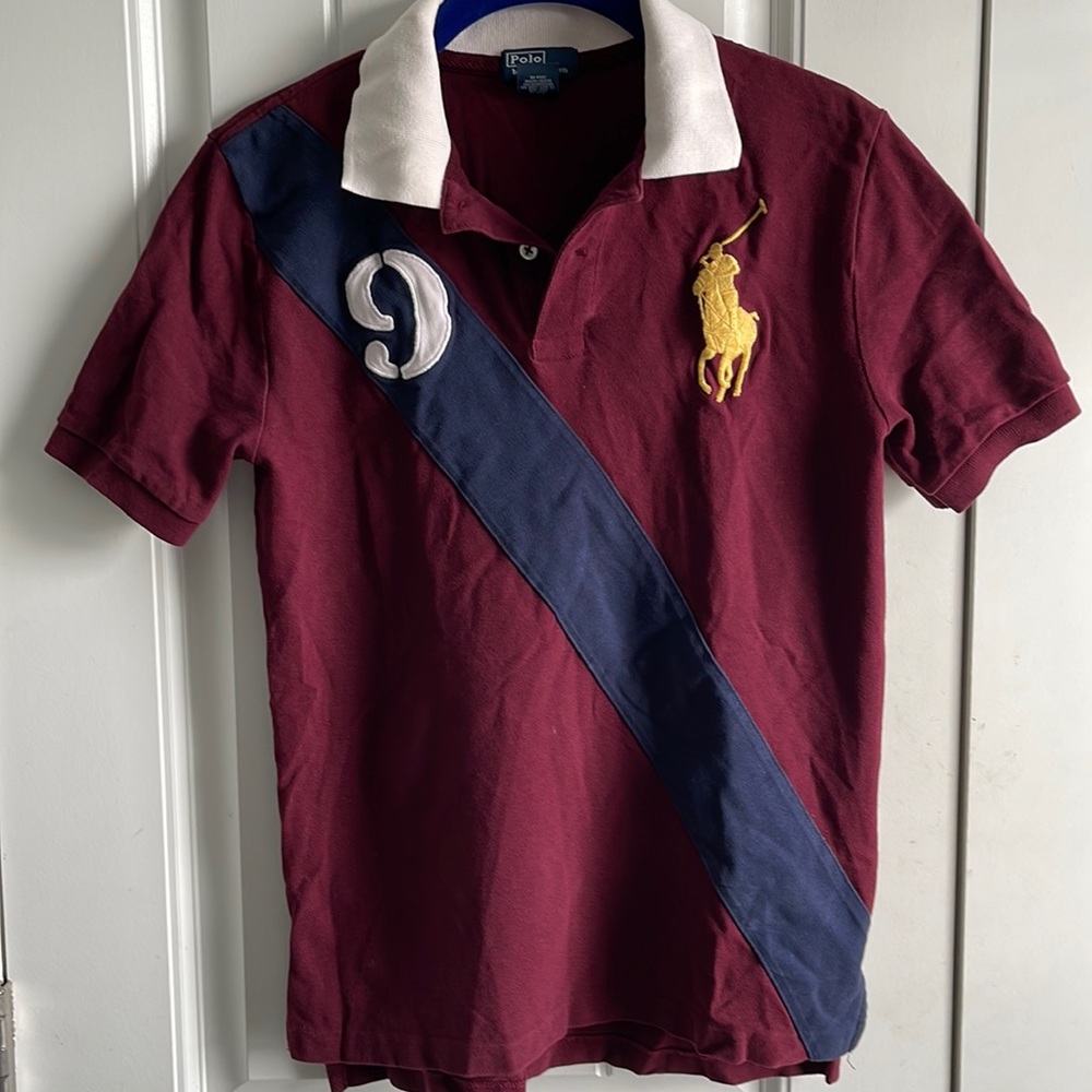 Boys Shirt: Medium (10-12) Burgundy cotton